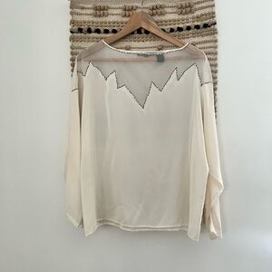 VINTAGE COUNTERPARTS | Silk Long Sleeve Embellished Beaded Blouse l